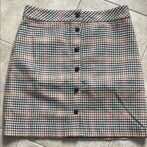 Plaid Button-Front Skirt